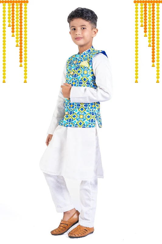 Pre-Order: Mosaic bandi with silk kurta pants Comfortable Denim Pants