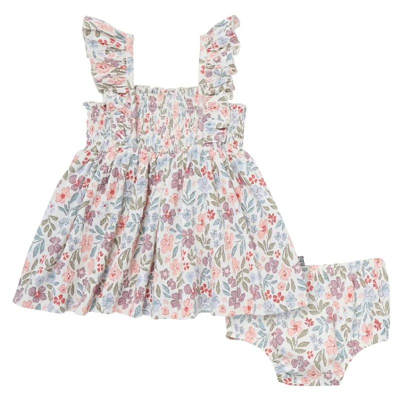 2-Piece Baby Girls Ivory Garden Ruffle Sleeve Dress and Diaper Cover Set Tunics Print Colorful 2-Piece Baby Girls Ivory Garden Ruffle Sleeve Dress and Diaper Cover Set Tunics Print Colorful