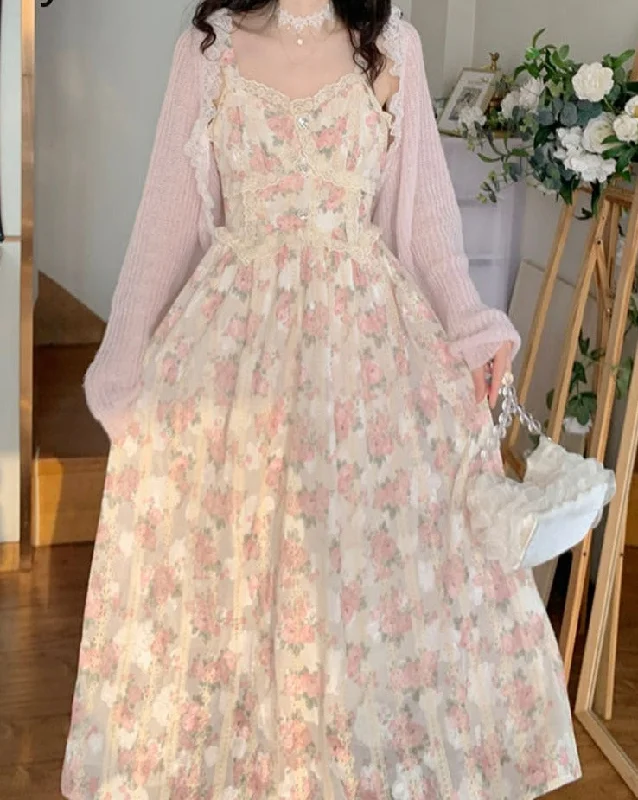 Chiffon Lace Strap Dress Women Floral Embroidery Fairy Vintage Long Dress Female Sweet Princess Casual Party Dresses Summer Tunics Mesh breathable Chiffon Lace Strap Dress Women Floral Embroidery Fairy Vintage Long Dress Female Sweet Princess Casual Party Dresses Summer Tunics Mesh breathable