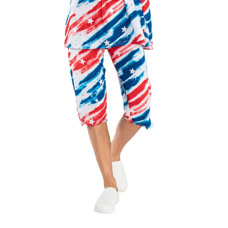 Jostar Ladies Travel Print Capri Pant Relaxed Fit Trousers