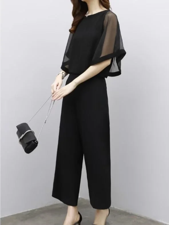 2 Pcs Women's Solid Color Pants Set 439387 Elegant Dress Pants