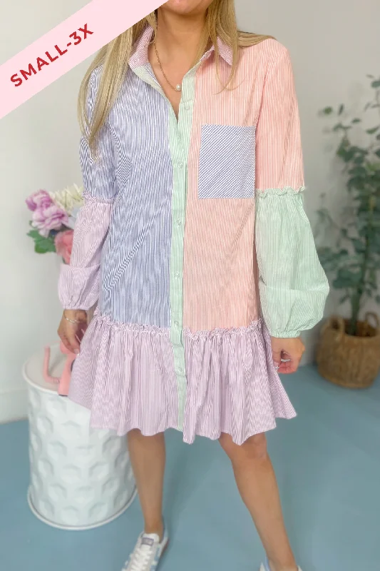 Victoria Multi Striped Dress Tunics Office stylish