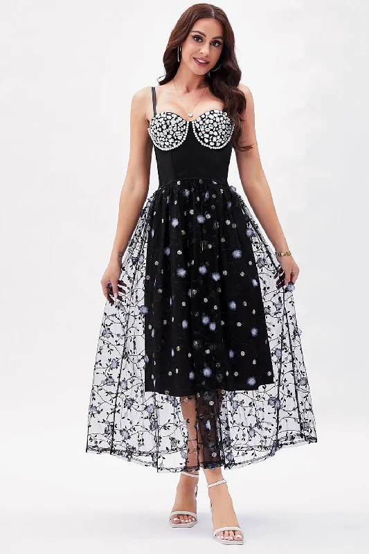 Black A-Line Spaghetti Straps Party Dress Tunics Formal black