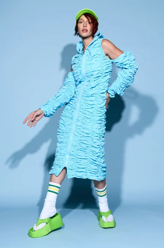 TAKE MY LEAD COLD SHOULDER NYLON TRENCH DRESS Tunics New arrival