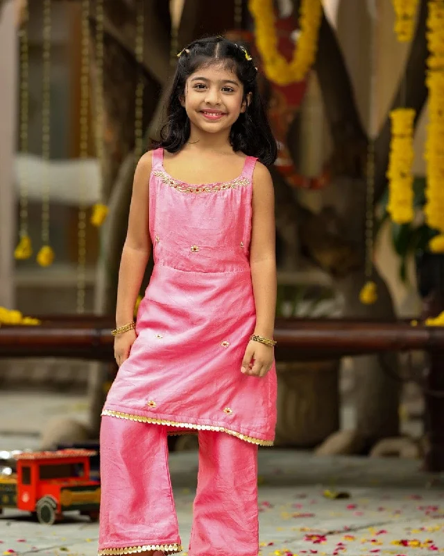 Pre-Order: Pink Top with Pants Formal Slim Pants