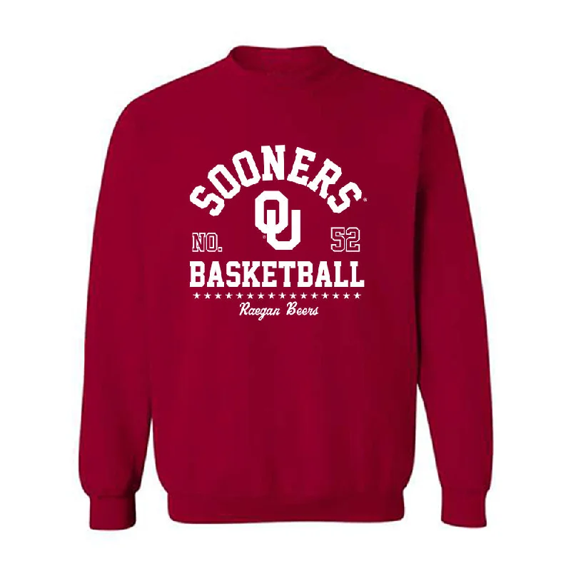 Oklahoma - NCAA Women's Basketball : Raegan Beers - Classic Fashion Shersey Crewneck Sweatshirt Hoodie with Raw Hem Edgy Unfinished Oklahoma - NCAA Women's Basketball : Raegan Beers - Classic Fashion Shersey Crewneck Sweatshirt Hoodie with Raw Hem Edgy Unfinished