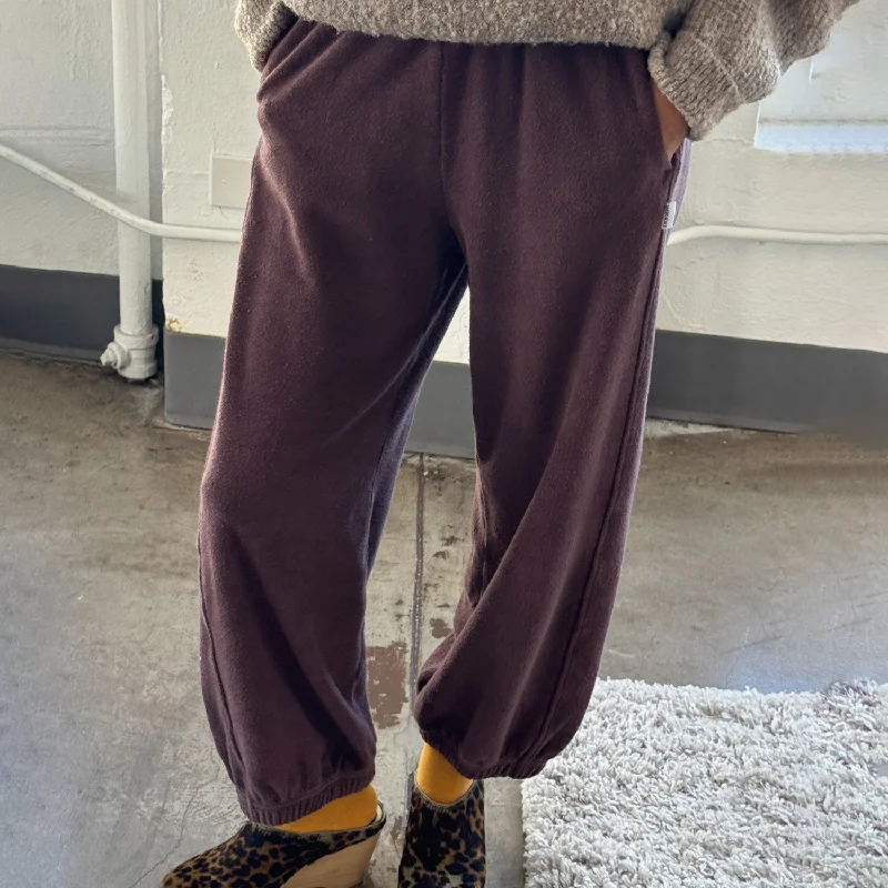 Womens Cotton Terry Balloon Pants - Chocolate Casual Sweatpants Style