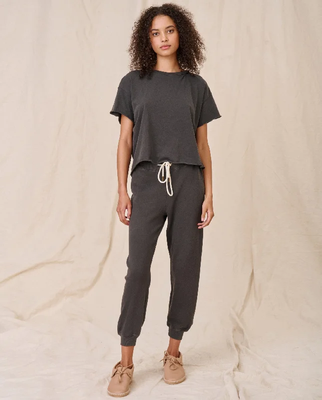 Pants The Cropped Sw B590085 Washed-Black Warm Wool Trousers