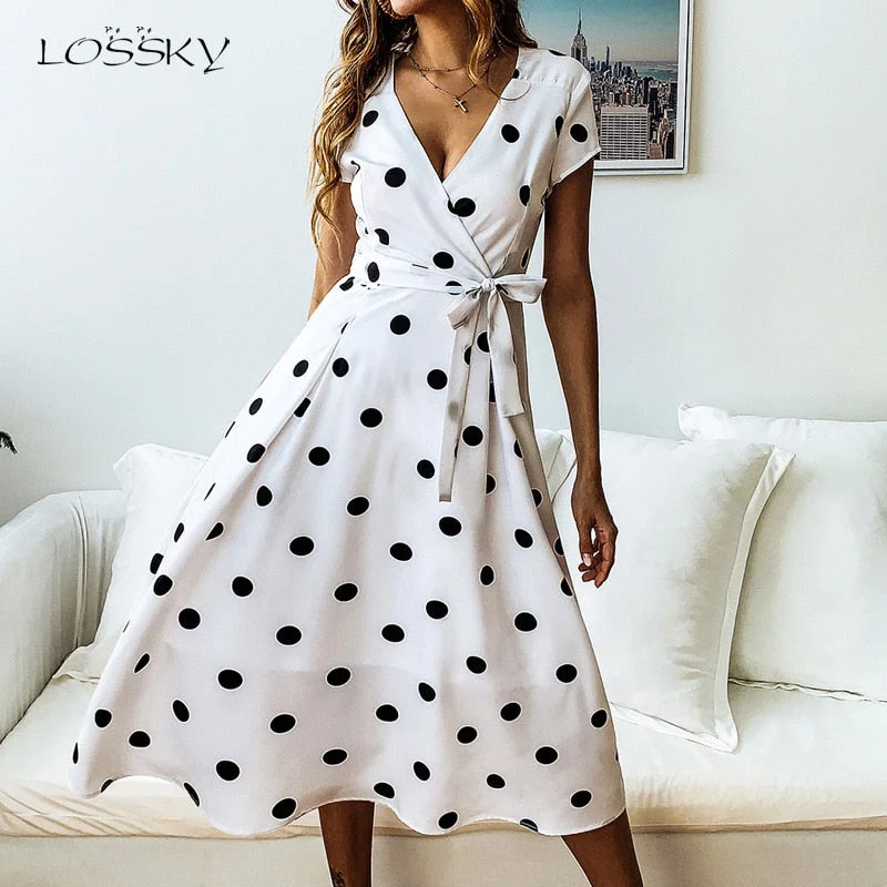 Vintage Dress Casual Polka Dot Print A-Line Party Dresses sweetheart Neckline Romantic Vintage Dress Casual Polka Dot Print A-Line Party Dresses sweetheart Neckline Romantic