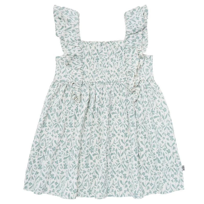 Infant & Toddler Girls Daffodil Smocked Ruffle Dress Crew Neckline Casual