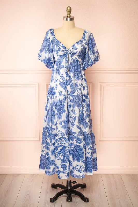 Zorabel | Maxi A-Line Floral Blue Dress Tunics Business professional