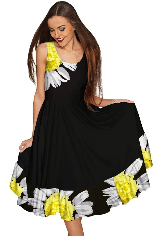 Oopsy Daisy Vizcaya Fit & Flare Black Party Dress - Women Tunics Solid Classic