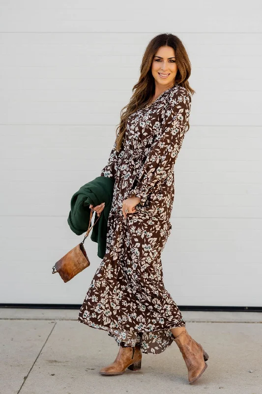 Floral Long Sleeve Tie Waist Dress Tunics Trousers formal