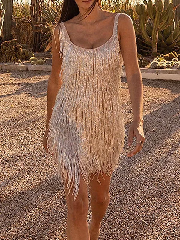 Women's Party Dress Fringe Dress Slip Dress Mini Dress Purple Gold Beige Sleeveless Pure Color Tassel Fringe Summer Spring Fall Spaghetti Strap Fashion Evening Party Vacation Fall Dress S M L XL Shift Classic Vintage Women's Party Dress Fringe Dress Slip Dress Mini Dress Purple Gold Beige Sleeveless Pure Color Tassel Fringe Summer Spring Fall Spaghetti Strap Fashion Evening Party Vacation Fall Dress S M L XL Shift Classic Vintage