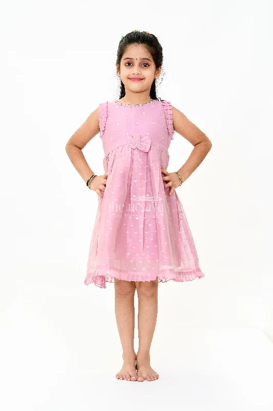 Pink Silk Frock for Girls with Mirror Work Neck Design – Festive Dress for Girls Tunics Travel practical Pink Silk Frock for Girls with Mirror Work Neck Design – Festive Dress for Girls Tunics Travel practical