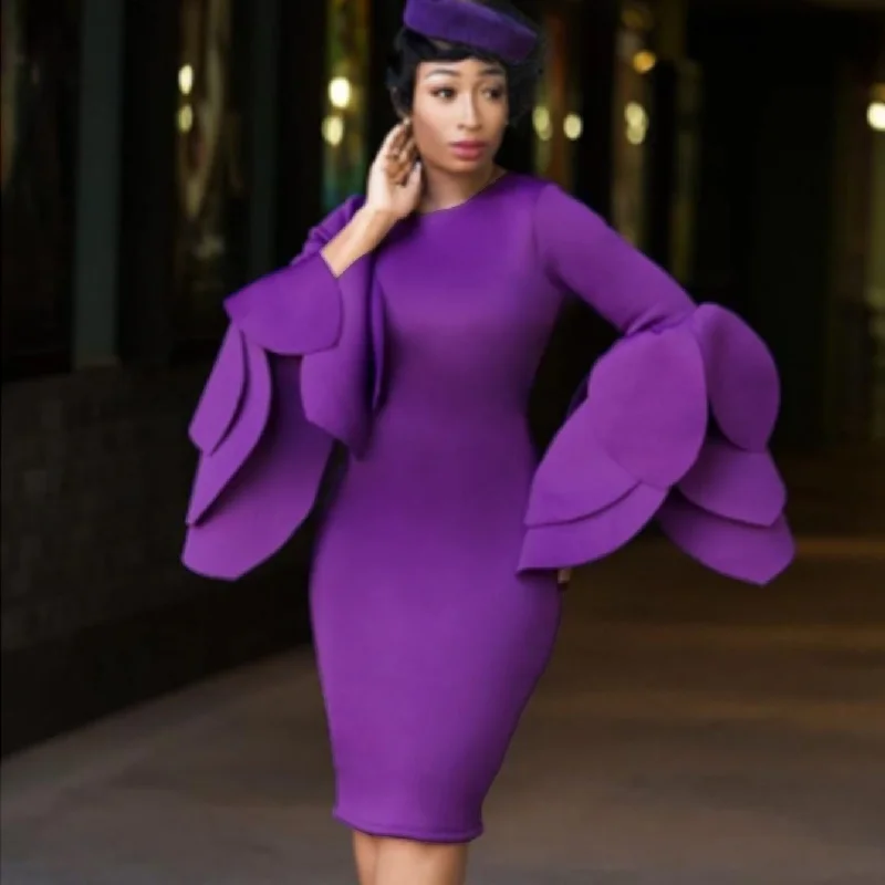 Designed Purple Plus Sizes Party Dresses Tunics Ceremony elegant