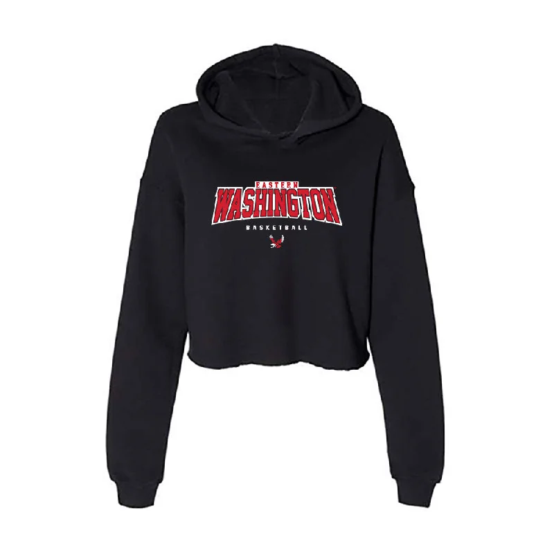 Eastern Washington - NCAA Women's Basketball : Ella Gallatin - Women's Crop Fleece Hoodie Hoodie with Camouflage Military Edgy Eastern Washington - NCAA Women's Basketball : Ella Gallatin - Women's Crop Fleece Hoodie Hoodie with Camouflage Military Edgy