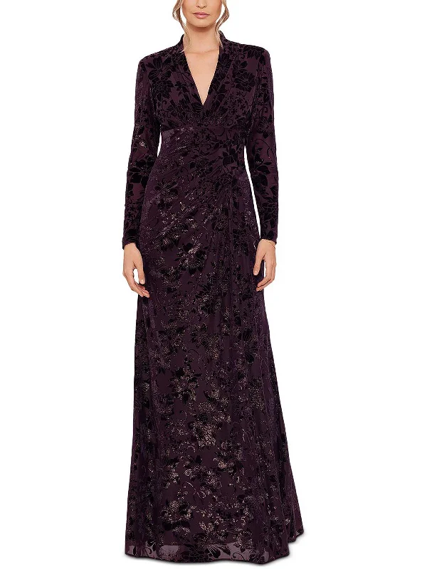 Womens Velvet Long Sleeves Evening Dress Tunics Trendy modern
