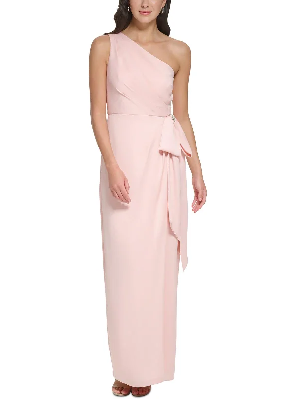 Womens Crepe One Shoulder Evening Dress Tunics Seasonal trendy