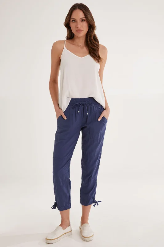 Lula Life Beach Pant Navy On Sale Fashionable Sporty Pants