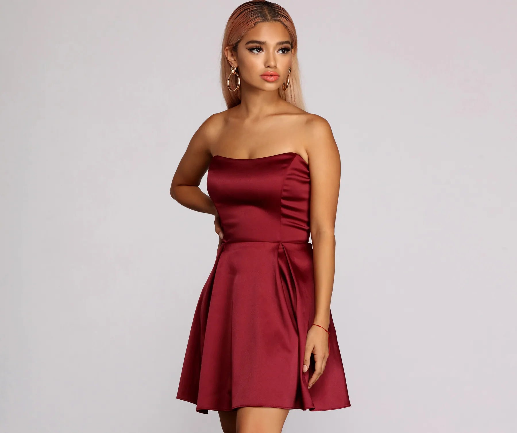 Paola Strapless Twill Party Dress Tunics Chic fashionable