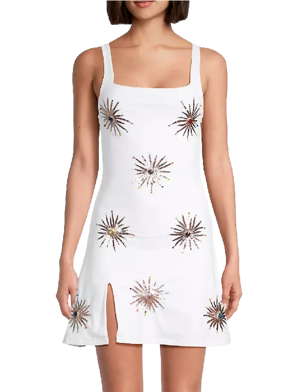 Callie Luxury Embellished Party Dress White Tunics Distressed trendy