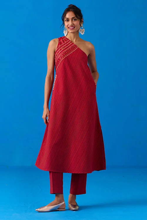 Okhai "Astralis" Hand-Embroidered Mirrorwork Pure Cotton Ikkat Kurta Pant Set Comfortable Jogging Pants Okhai "Astralis" Hand-Embroidered Mirrorwork Pure Cotton Ikkat Kurta Pant Set Comfortable Jogging Pants
