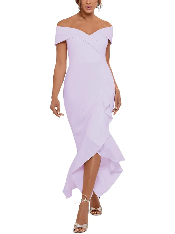 Petites Womens Knit Off-The-Shoulder Evening Dress Tunics Stylish modern