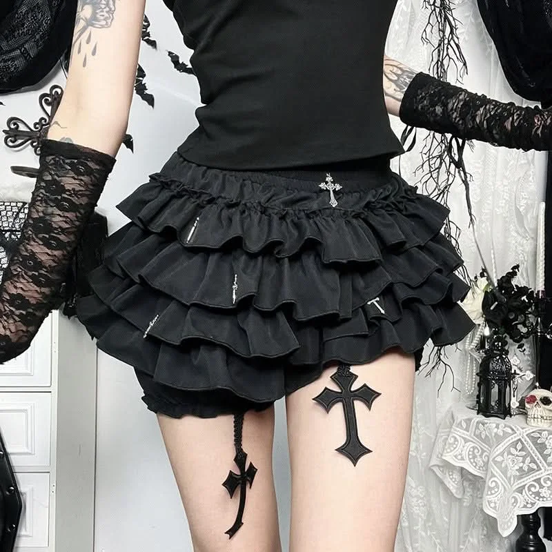 Ruffle cross applique solid short pant Cozy Lounge Pants