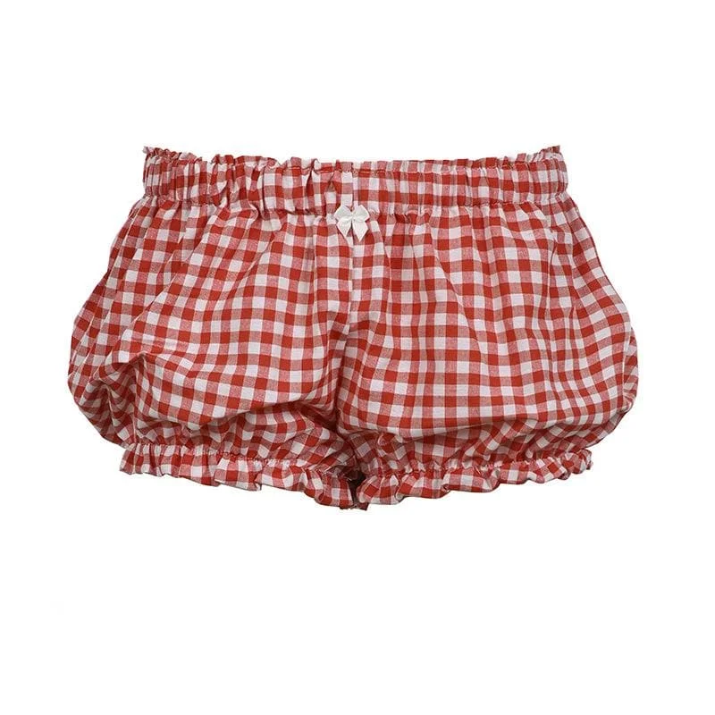 Plaid print bowknot short pant Trendy Printed Leggings