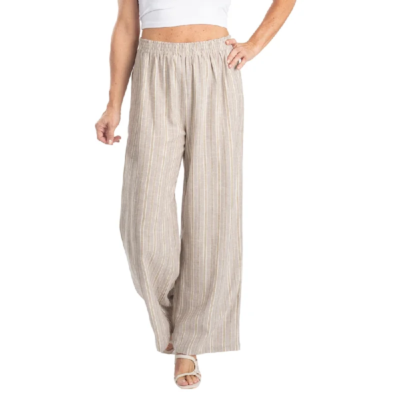 Wide Leg Linen Blend Travel Pants Trendy Tapered Pants
