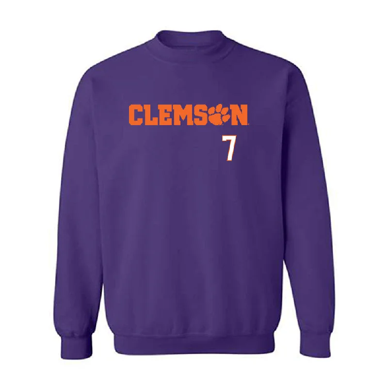 Clemson - NCAA Women's Basketball : Summah Evans - Classic Shersey Crewneck Sweatshirt Hoodie with Double Zipper Versatile Adjustable Clemson - NCAA Women's Basketball : Summah Evans - Classic Shersey Crewneck Sweatshirt Hoodie with Double Zipper Versatile Adjustable