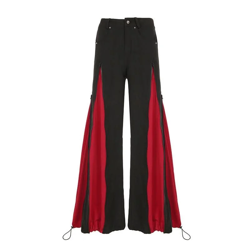Contrast zip-up drawstring cargo pant Casual Skinny Fit Pants