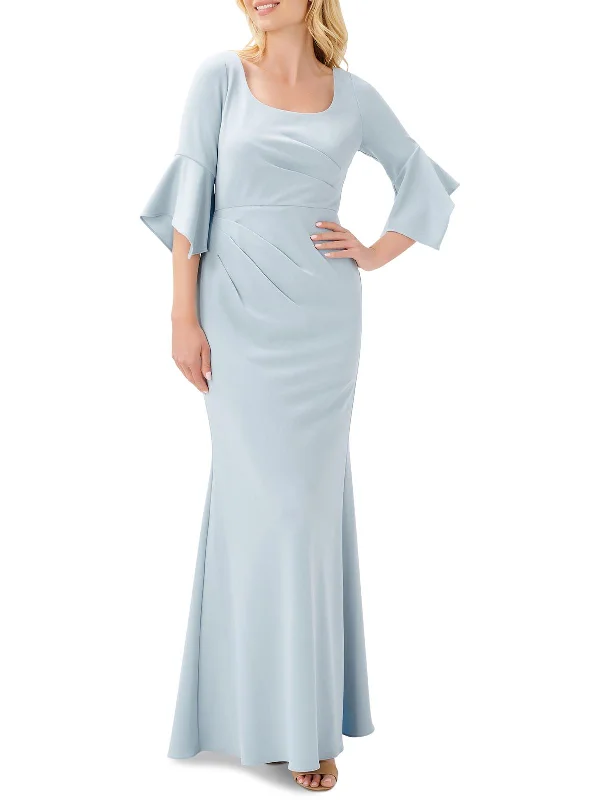 Womens Crepe Maxi Evening Dress Tunics Winter warm