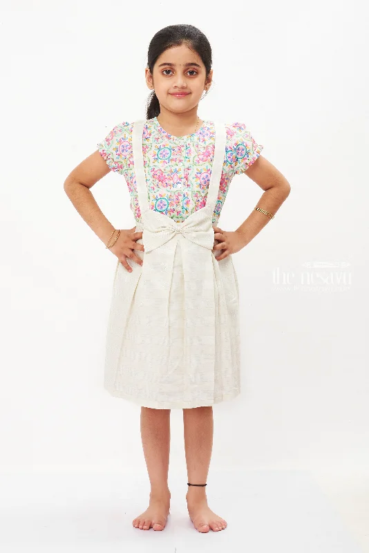 Girls Vibrant Summer Blossom Cotton Dress with Bow Detail Tunics Trendy modern