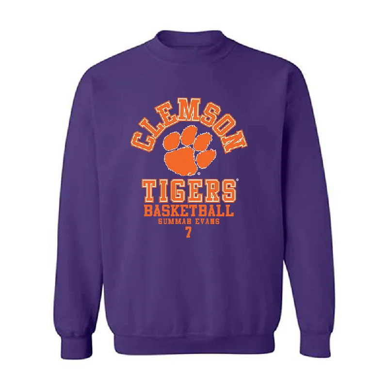 Clemson - NCAA Women's Basketball : Summah Evans - Classic Fashion Shersey Crewneck Sweatshirt Hoodie with Batwing Sleeves Loose Dramatic Clemson - NCAA Women's Basketball : Summah Evans - Classic Fashion Shersey Crewneck Sweatshirt Hoodie with Batwing Sleeves Loose Dramatic
