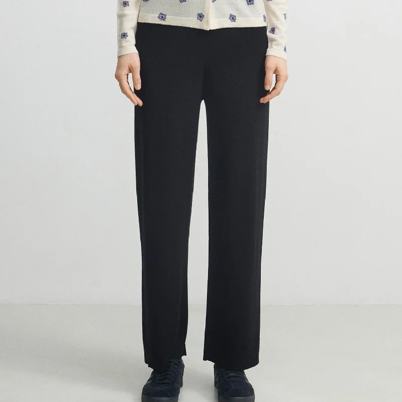 Womens Merino Wool Pants - Black Formal Dress Pants
