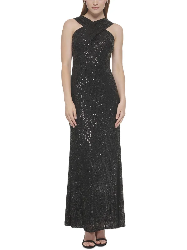Womens Sequined Long Evening Dress Tunics Cozy comfortable