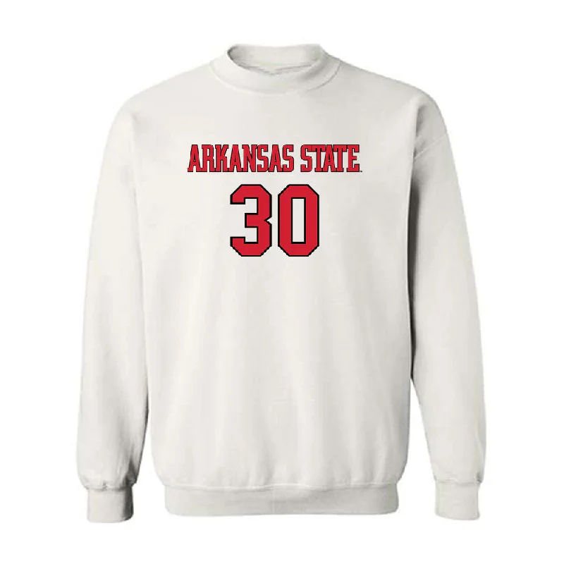 Arkansas State - NCAA Women's Basketball : Nissa Sam-Grant - Crewneck Sweatshirt Hoodie with Distressed Vintage Worn Arkansas State - NCAA Women's Basketball : Nissa Sam-Grant - Crewneck Sweatshirt Hoodie with Distressed Vintage Worn