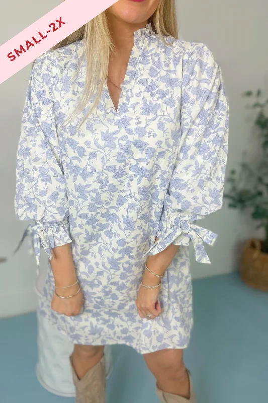 Kylie Floral Ruffle V Neck Dress Tunics Silk luxurious