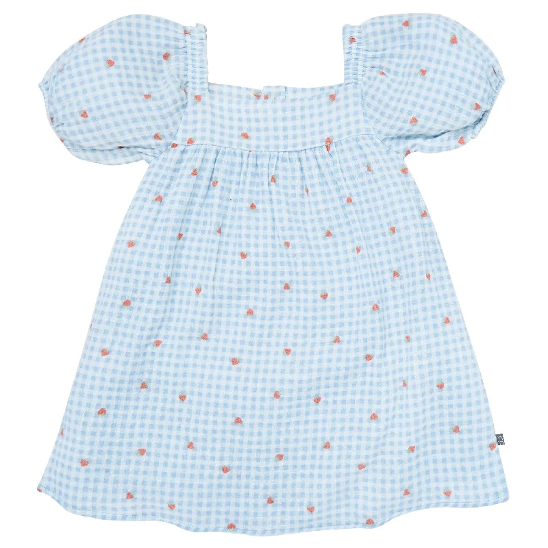 Infant & Toddler Girls Strawberry Gingham Puff Sleeve Dress A-Line Day Work