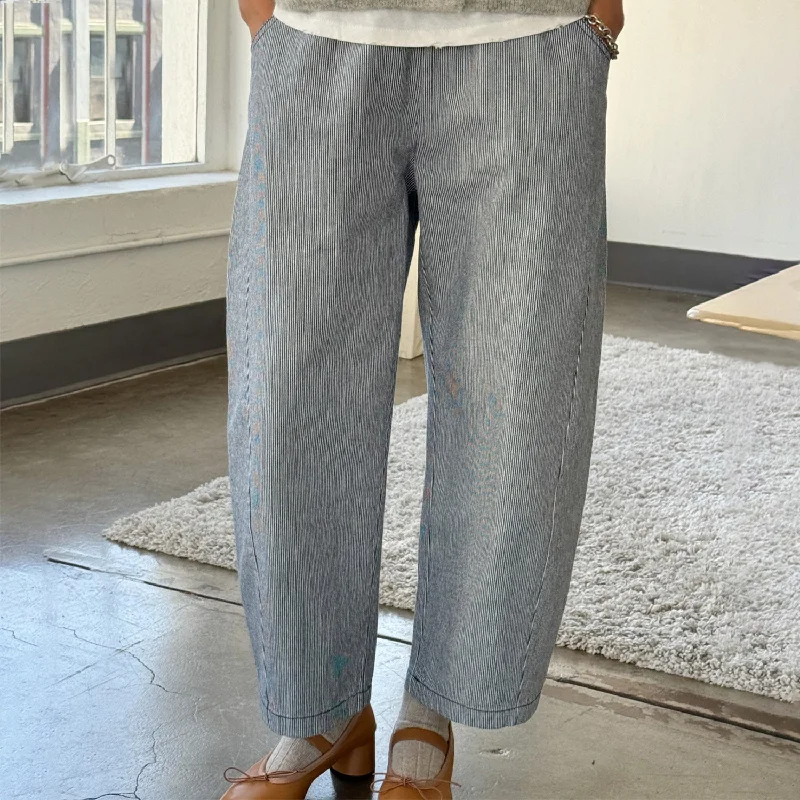 Womens Cotton Arc Pants - Blue Stripe Stylish Harem Pants