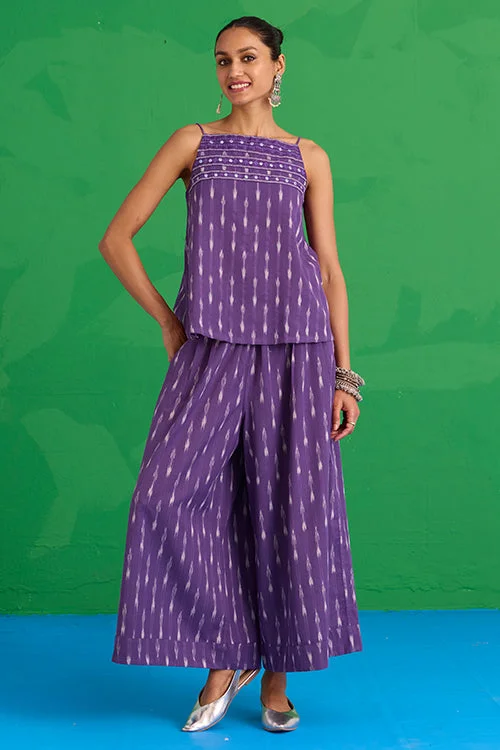 Okhai "Ombra" Pure Cotton Ikkat Pants Trendy Wide-Legged Trousers