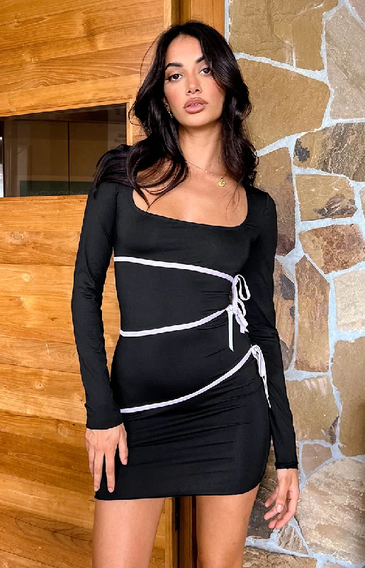 Elliette Black Bow Mini Party Dress Mermaid Tail Wedding