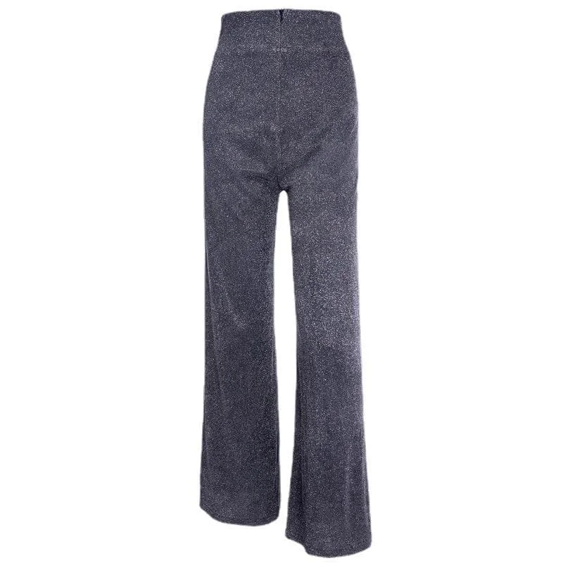 Textured zip-up high rise wide leg pant Cozy Full-Length Pants