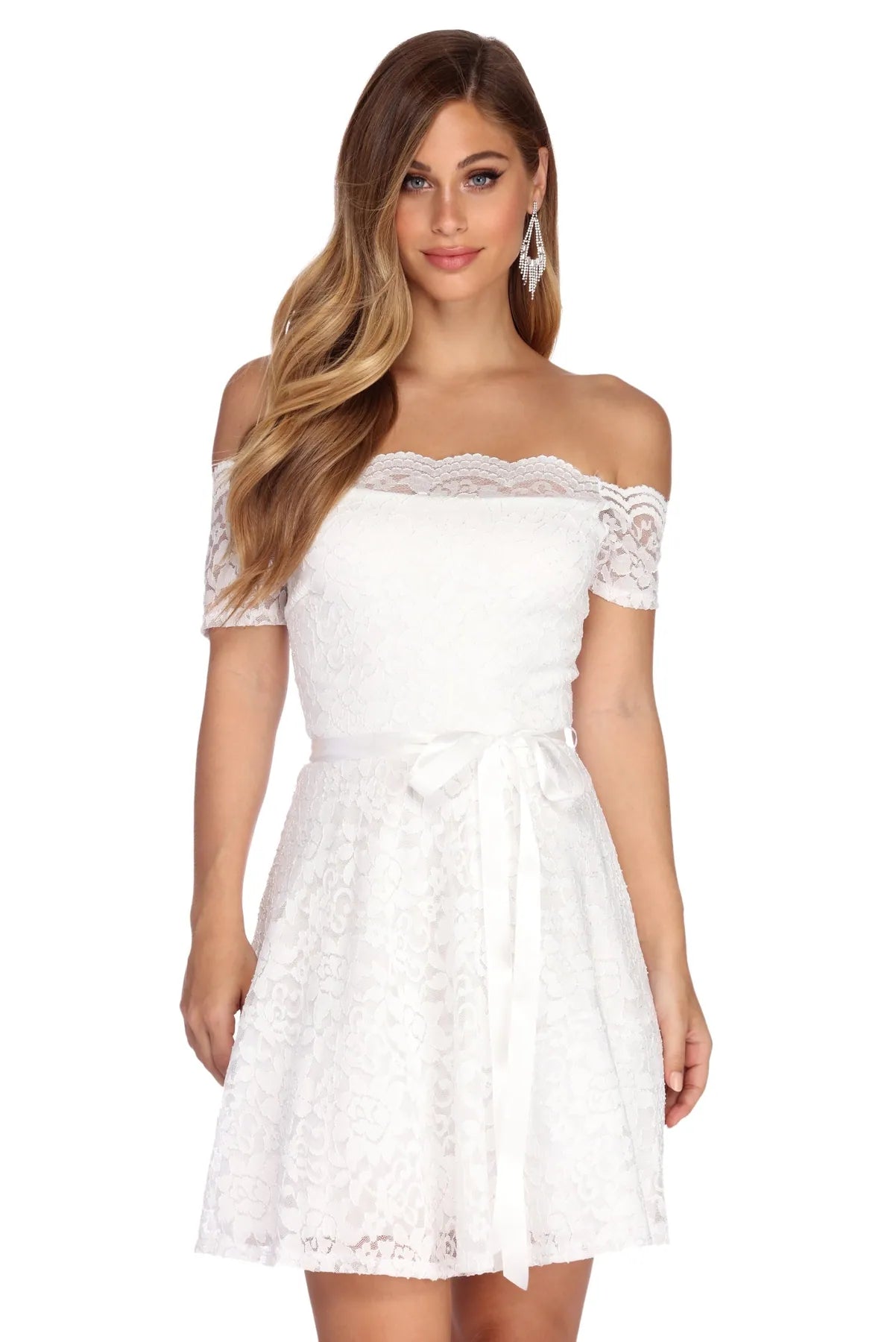 Susanna Formal Lace Party Dress Boat Neckline Classic