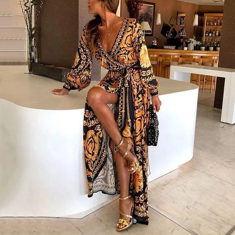 2019 New Style Fashion Elegant Women Sexy Boat Neck Glitter Deep V Neck Print Party Dress Formal Long Dress Sexy Clubwear sweetheart Neckline Romantic 2019 New Style Fashion Elegant Women Sexy Boat Neck Glitter Deep V Neck Print Party Dress Formal Long Dress Sexy Clubwear sweetheart Neckline Romantic