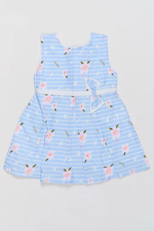 Soft Cotton Dress for Baby Girls with Blue Stripes and Floral Details Tunics Trendy modern Soft Cotton Dress for Baby Girls with Blue Stripes and Floral Details Tunics Trendy modern