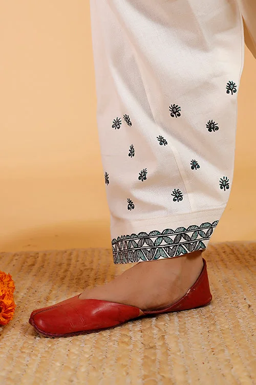 Gubbaro Handpainted Madhubani 'Videha Maithil' Cotton Patiala Pant Wide-Legged Palazzos Gubbaro Handpainted Madhubani 'Videha Maithil' Cotton Patiala Pant Wide-Legged Palazzos