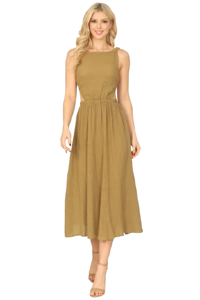 Olive Strappy Backless Side Cut Out Dress - Pack of 5 Tunics Fashionable chic